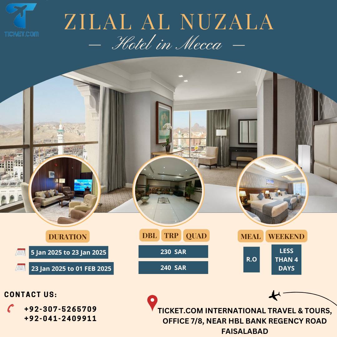 Experience Comfort and Proximity: Stay at Zilal Al Nuzala Hotel in Mecca